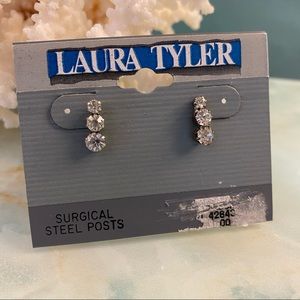 LAURA TYLER Vintage Triple Rhinestone Earrings